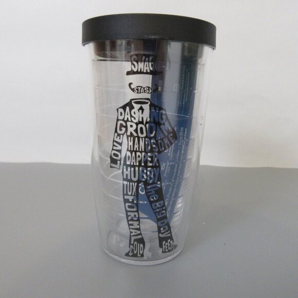 Tervis 16 oz. Tumbler Groom Silhouette Tumbler Clear w/Black Travel Lid NEW - Picture 1 of 5
